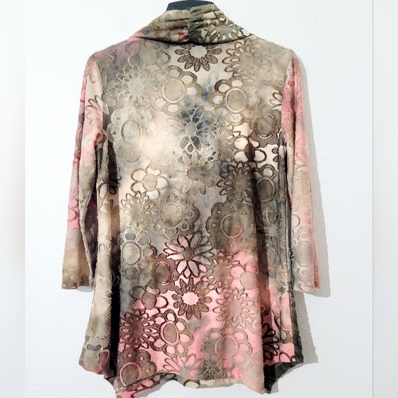 Womans Muliples Oversized Pull Over Tunic Size S with Detachable Scarf Colorful - Picture 3 of 9